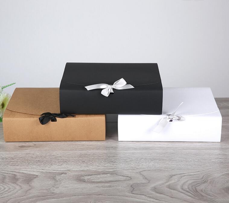 

31*25.5*8cm large brown paper gift box big size kraft cardboard boxes large size white paper box for T shirt 15pcs/lot