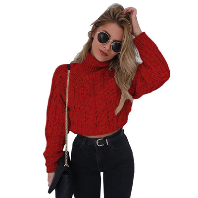 

2020fw girls street style sweaters womens short long sleeve sweaters girls high neck cropped twist new trendy style clothing, White;black