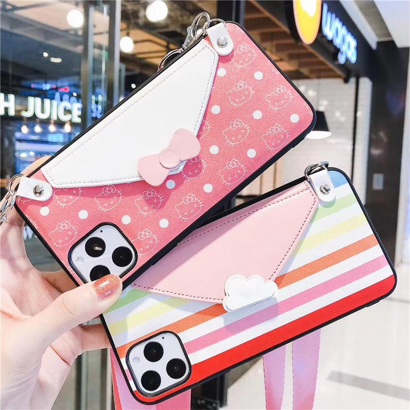 

Luxury Designer lovely Lanyard Crossbody Wallet Phone case For iPhone 11 XS MAX XR X 7 8 6 Plus Leather Card Slot With Shoulder Strap Cover