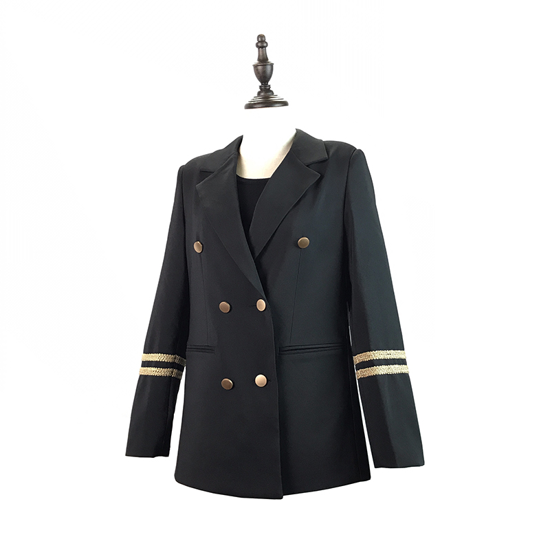 

Suit Women Korean-style Navy Style Embroidered Casual Elegant Spring and Autumn Suit Jacket Womens Slimming Fashion, Black