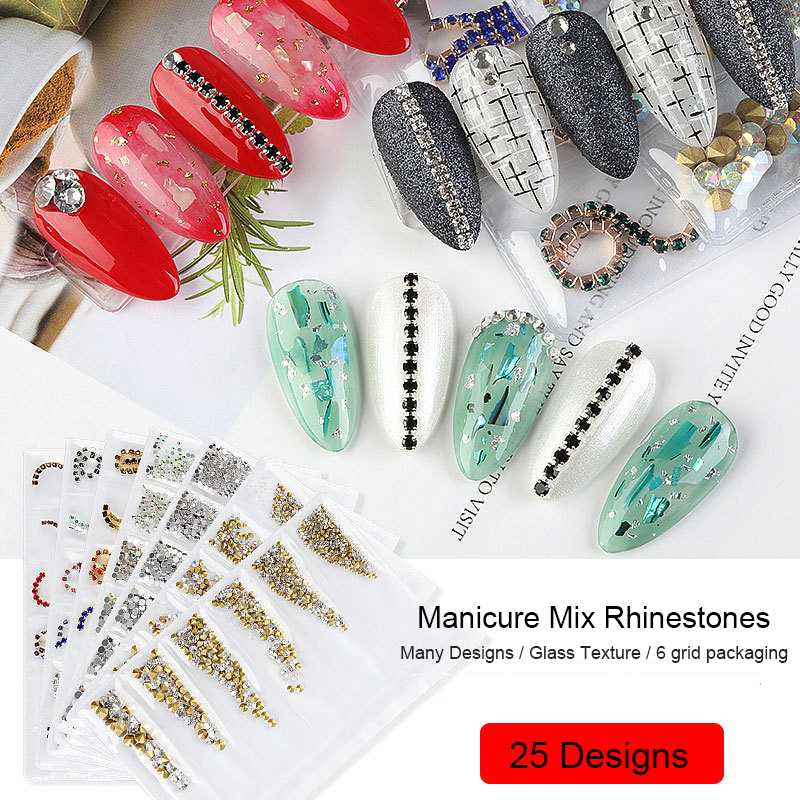 

1pack 6 Type 3d Metal Chain Nail Art Decoration Alloy Gold Silver Design Nail Charms Diamond Bead Jewelry Sliders Accessories