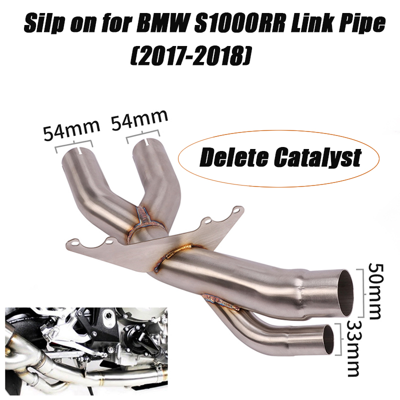 

Motorcycle Stainless Steel Middle Connect Tube Link Exhaust Pipe Delete Catalyst Slip On For S1000RR 2020 2020