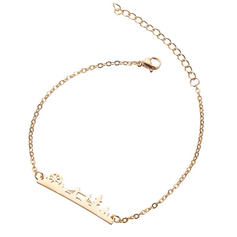 

Retro Landscape London Bridge And Ship-shaped Stainless Steel Bracelet