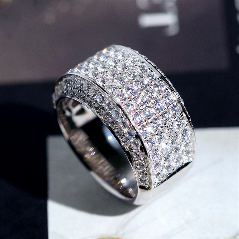 

Luxury Crystals Rhinestones Hip Hop Punk Men's Finger Rings with Side Stones 2020 Fashion Male Jewelry Rings Accessories