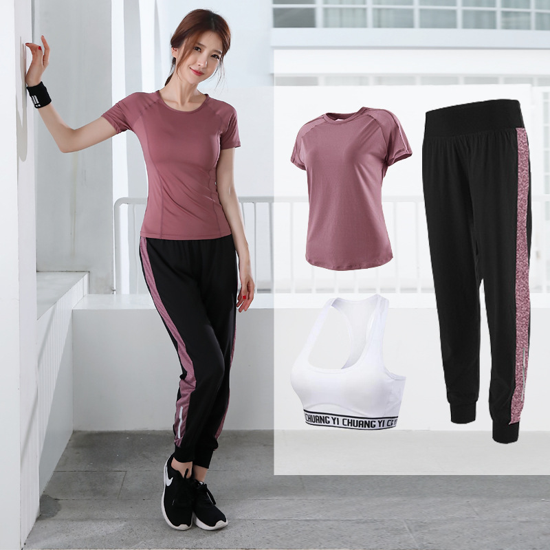 

3PCS Women Fitness Sport Yogas Suit Seamless Women Yoga short Sleeve Clothing workout fitness suit set short Pantalones de yoga, Black