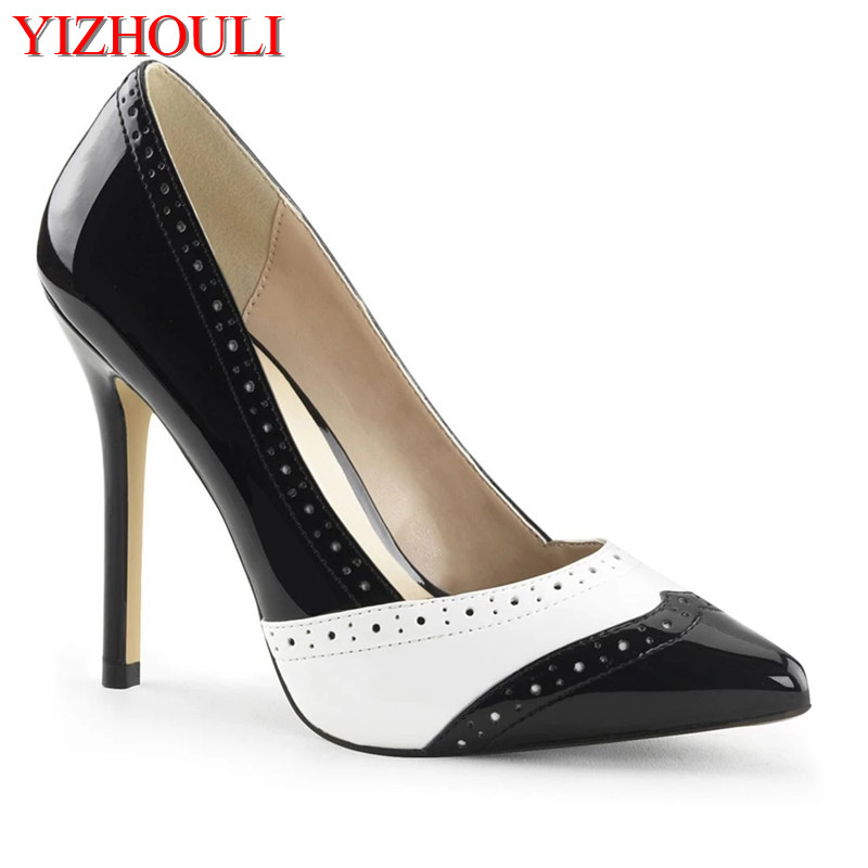 

Fashion shopping work using 12 cm sexy heels, matching color vamp party stage shoes, catwalk high heels, Black