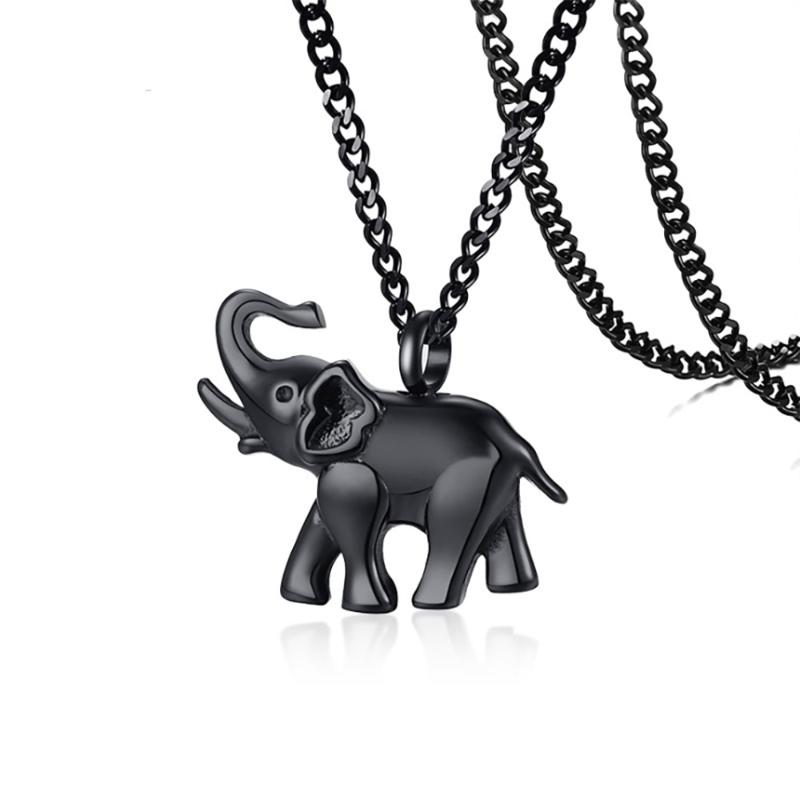 

Stainless Steel Black Elephant Cremation Pendant Neckalce Animal Openable Ashes Urn Necklace Jewelry Gift with Funnel and Pin