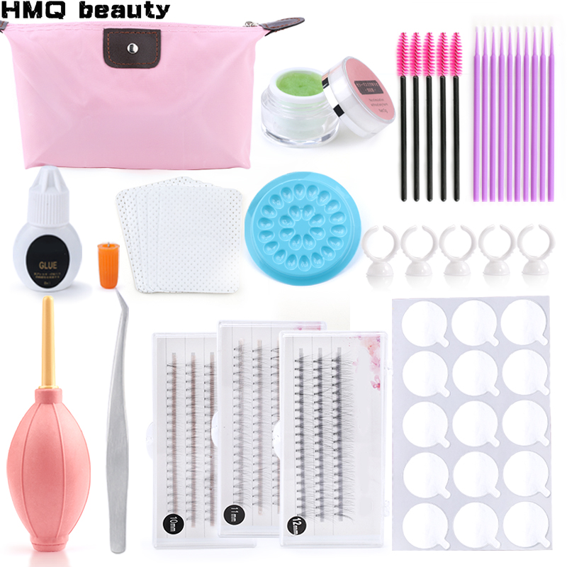 

12 in 1 Grafting eyelashes set for beginners themselves to open the eyes no-smell glue Mink Soft Lahes Extensions set