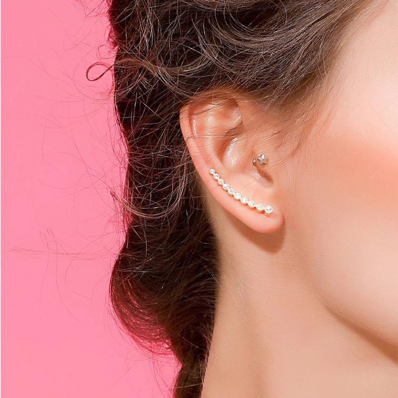

2020 bling zirconia sparking factory promotion long ear wire climber cz 925 silver women long earring