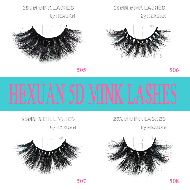 

Hexuan Lashes Factory High Quality 25MM Natural Color Mink Fake Eyelashes Reuse 20-25 Times