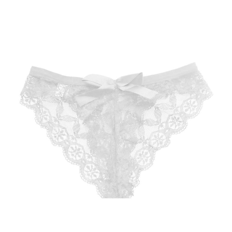 

Big Bow Solid Color Lace Translucent Sexy Underwear Lingerie For Couple Sleepwear Underpants Underwear Bandage T-back Sexy W7Y3