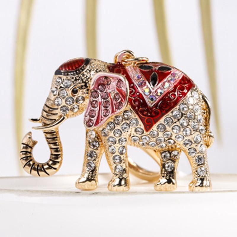 

New creative animal series pendants alloy diamond elephant keychain girl fashion bag pendant car key