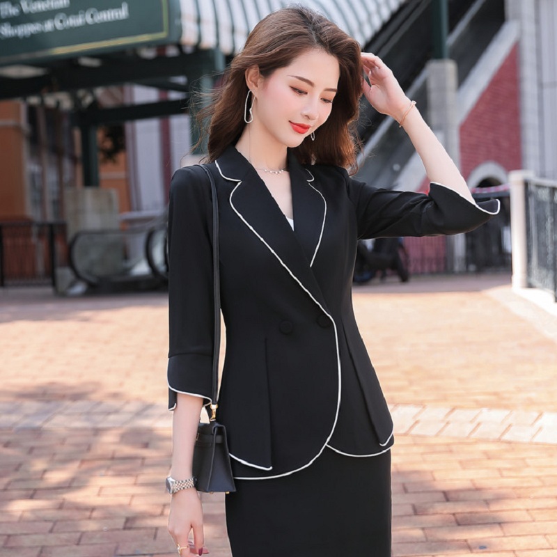 

Female Black Blazer Women Half Sleeve Jacket Black Office Ladies Work Wear Uniforms Clothes Stylre, Black blazer only