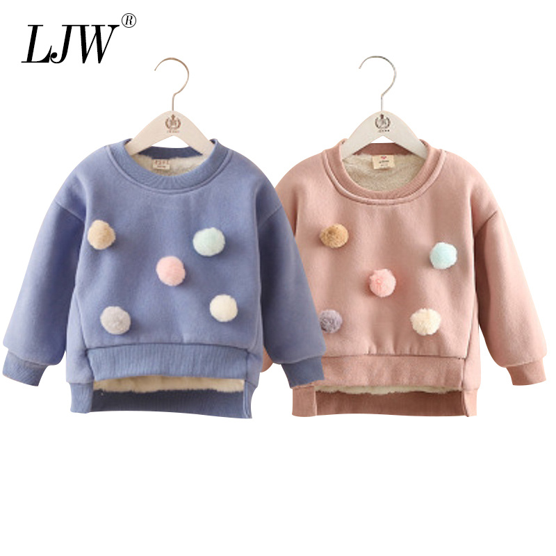

3-8 years old baby girl sweater children's winter fur ball pullover sweater coat girl girl warm sweater clothes, As picture1