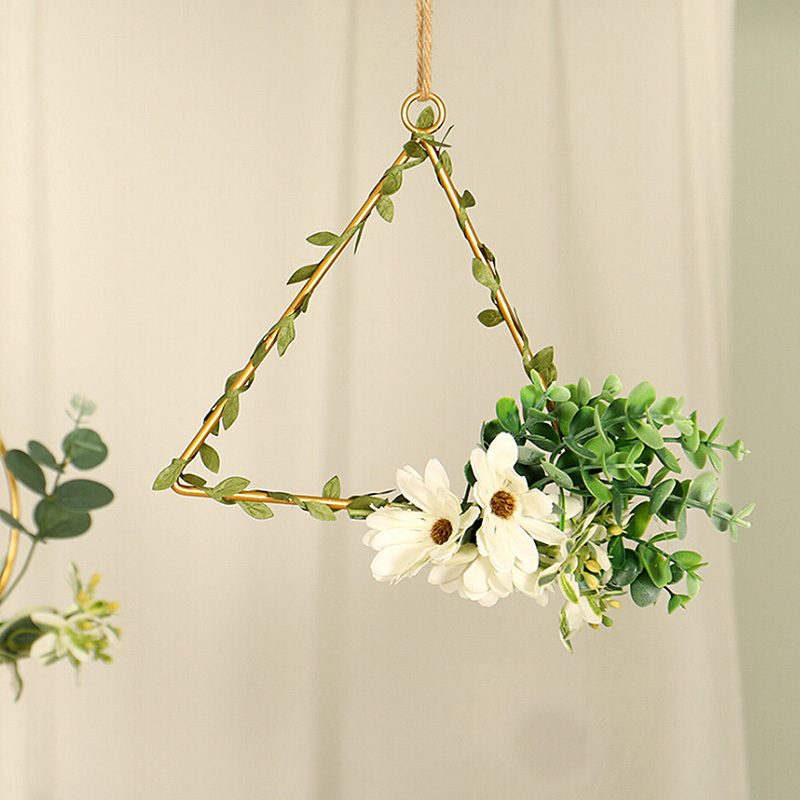 

Home Decoration Iron Ring Pendant Garland Artificial Plant Flower Rack Wreath Flowers Hoop Square Circle Trigon Shape Optional, A4