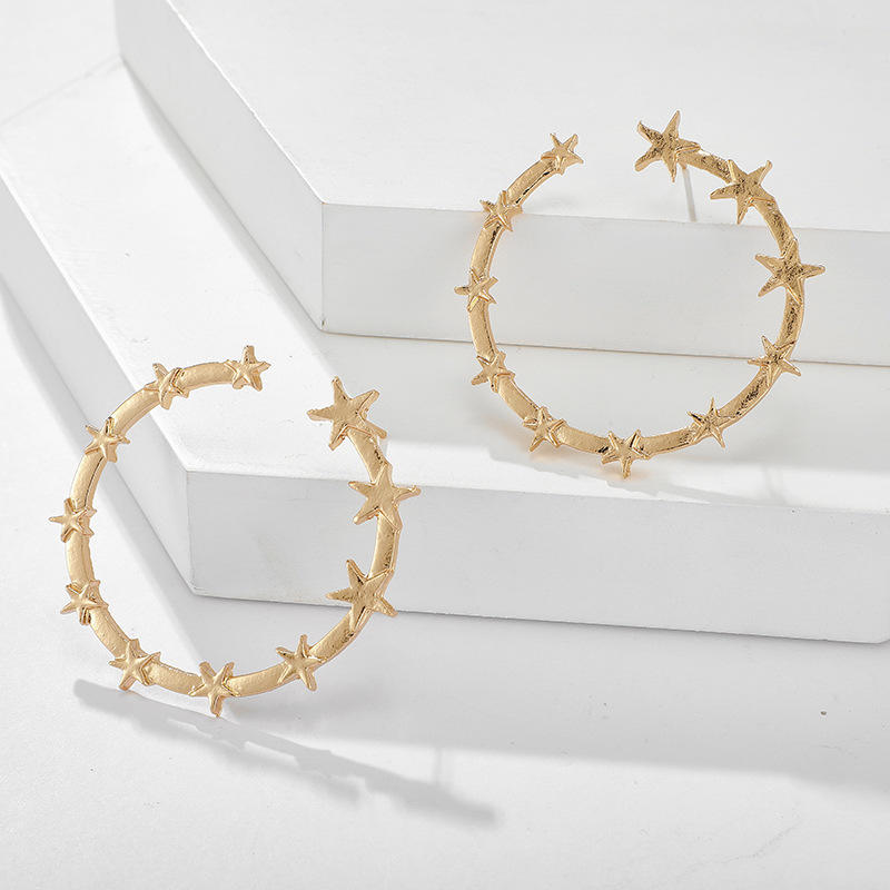 

Womens Irregular Geometric Earrings Round Earrings Stars Hoop Ladies Costume Jewellery Vintage