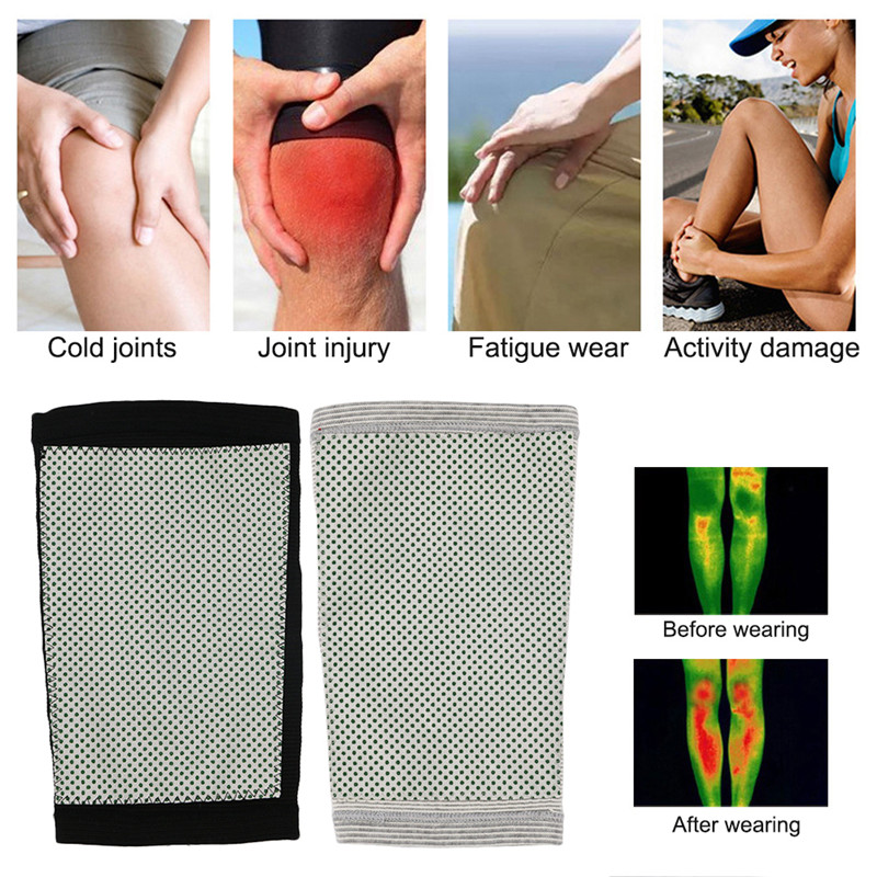 

1 Pair Tourmaline Self-heating Kneepad Magnetic Therapy Knee Support Knee Brace Belt Massager Pad Fitness Sleeve, Black