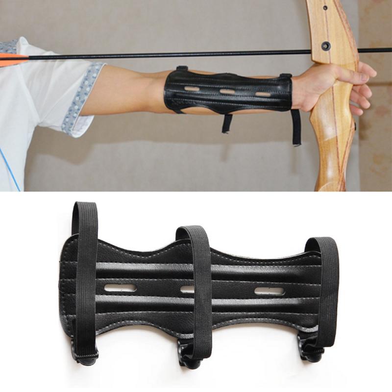 

High Quality Cow Leather 3 Strap Shooting Target Archery Arm Guard Protection Safe Strap, As pic