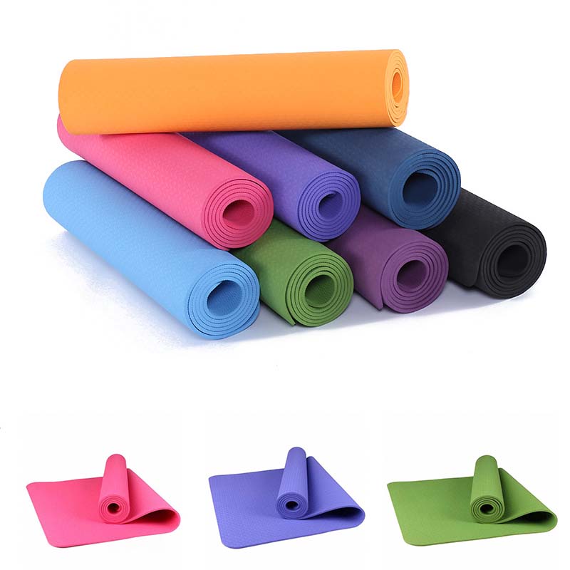 

6mm Anti-slip Yoga Mat TPE Thickess Sport Gym Soft Pilates Eco Friendly Foldable Body Building Fitness Exercises Equipment Pads, Purple