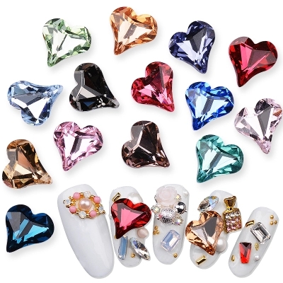 

Blingbling Glass Heart 10pcs/Lot 8*9mm Stone Nail Charms 3D Jewelry Diamond Nail Art Cellphone Charm Decoration Rhinestones