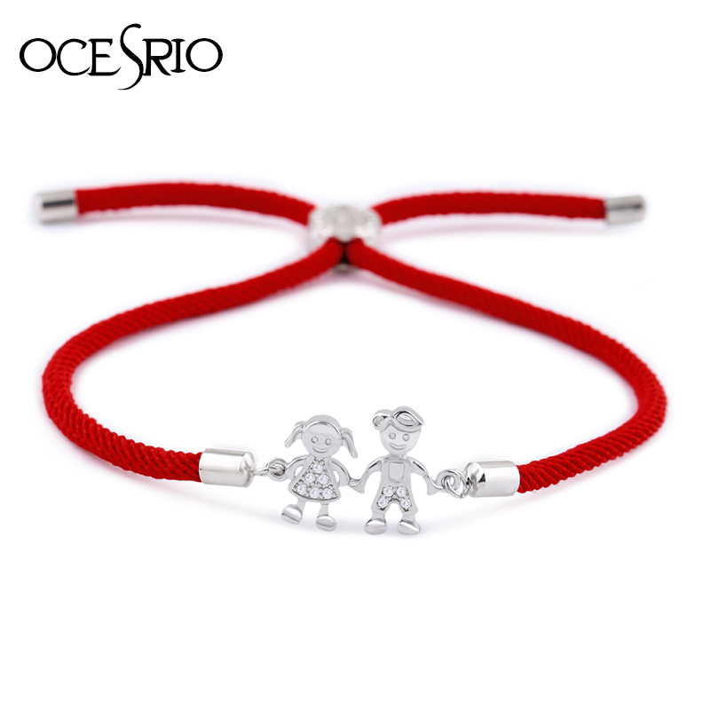 

OCESRIO Korean Couple Bracelet Femme Zircon Red String Charm Bracelets for Couples Women Lovers Kids Girls Jewelry Gifts brt-b05