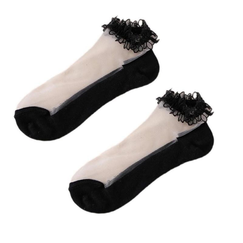 

Summer Lace Elastic Sheer Thin Socks Women's Ankle Non-slip Socks For Women Transparent Invisible