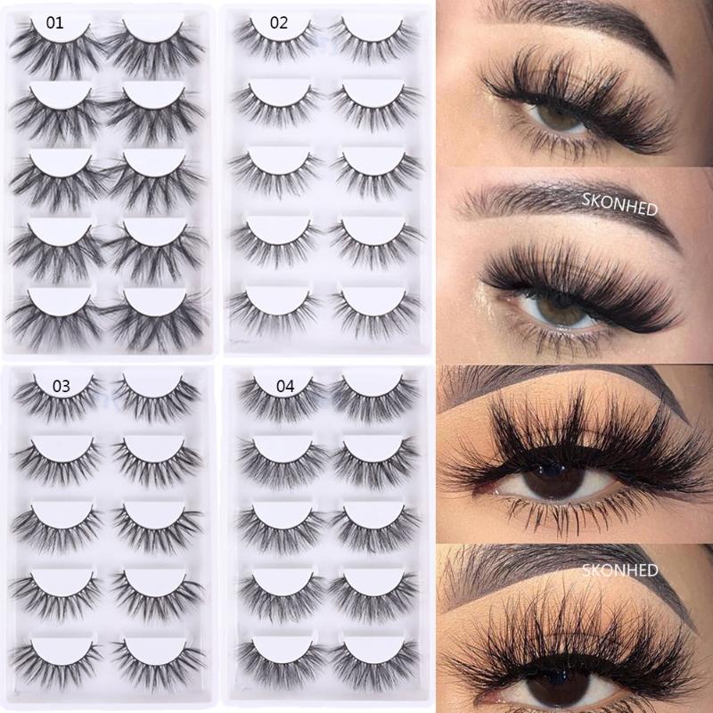 

5 Pairs 3D Faux Mink Hair False Eyelashes Extension Fluffy Wispy Natural Long Lashes Handmade Cruelty-free Eye Makeup Tools