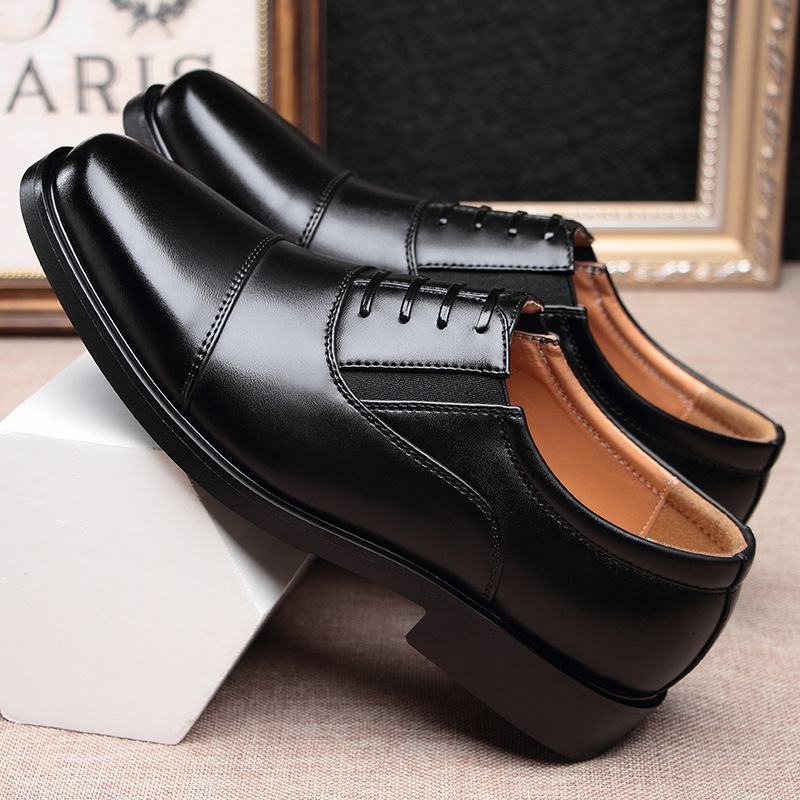 

Men's Brand Leather Formal Shoes Lace Up Dress Shoes Oxfords Fashion Retro Elegant Work Footwear Zapatos Hombre Z6-71, Black