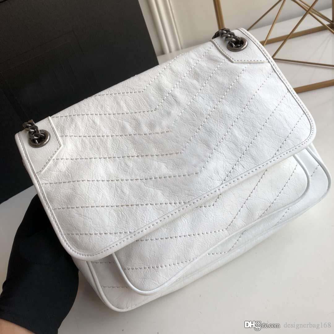 fashion women flap chain shoulder handbag high quality oil wax real leather v shaped designer purse shoulder messenger handbag