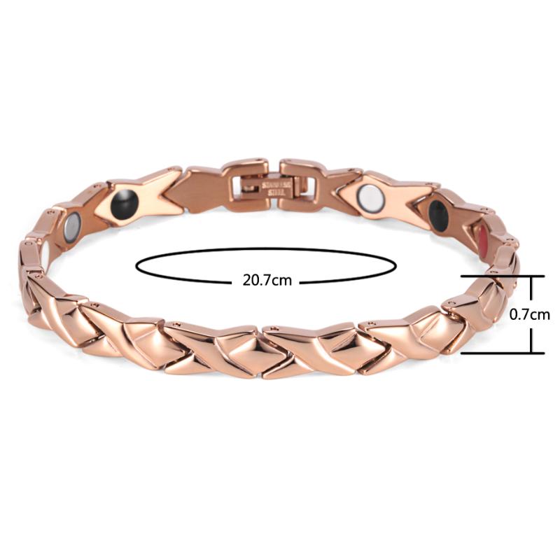 

Stainless Steel Letter Shape Power Energy Health Bracelet 4 in 1 Magnetic Germanium Healthy Bracelet for Women