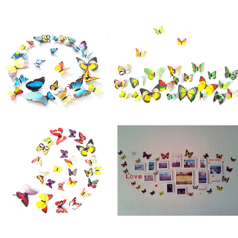 

12Pcs/lot Creative PVC 3D Butterfly Wall Stickers Fridge Magnet DIY Wall Sticker Home Decor Art Kids Rooms Decoration