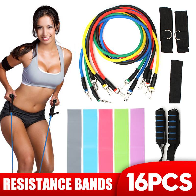 

16pcs/set Efficient Pull Rope Fitness Exercises Resistance Bands Latex Tubes Pedal Excerciser Body Training Workout Yoga Pilate