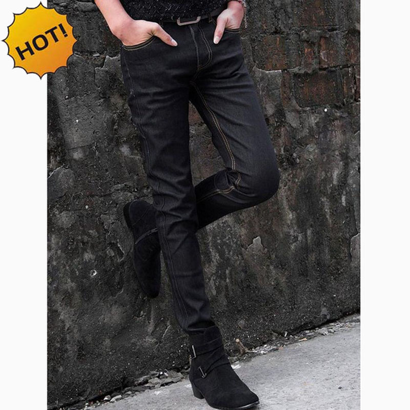 

NEW 2020 indoor Men Thin Elastic Solid black Jeans Men's Jeans Male Skinny Stretch Black Teenager Hip Hop Denim Homme