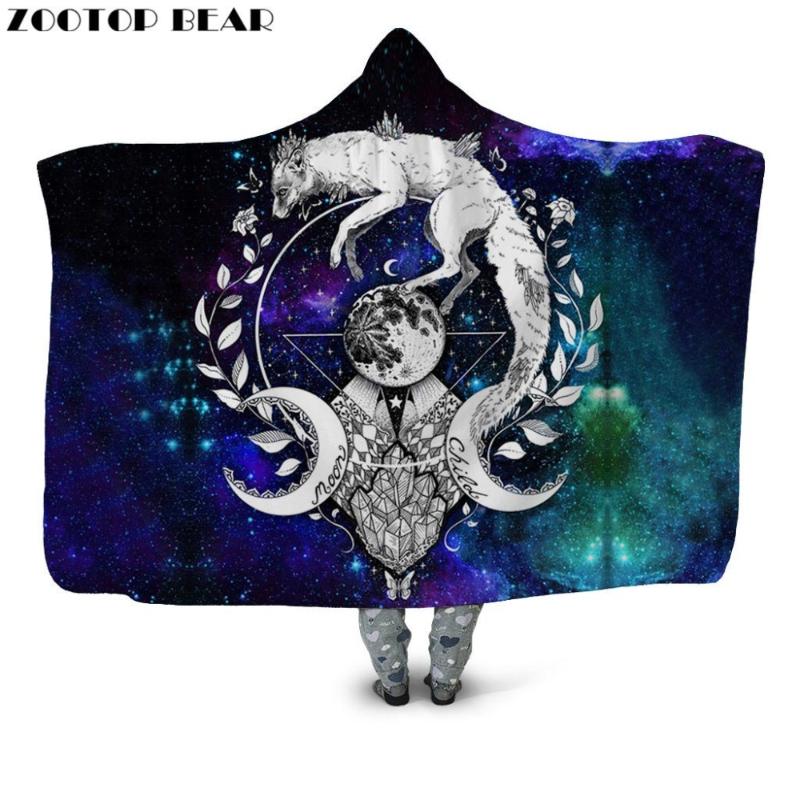 

Animal Climb Hooded Blanket Popular tiger 3D print Star Geometric Wearable Fashion Soft Throw Blankets Portable Adults Bedding