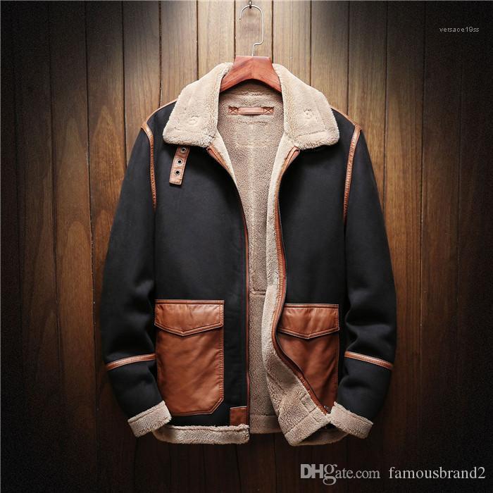 

Designer Jackets Lapel Neck Long Sleeve Fashion Style Homme Clothing Solid Color Casual Apparel Mens Winter Warm, Black