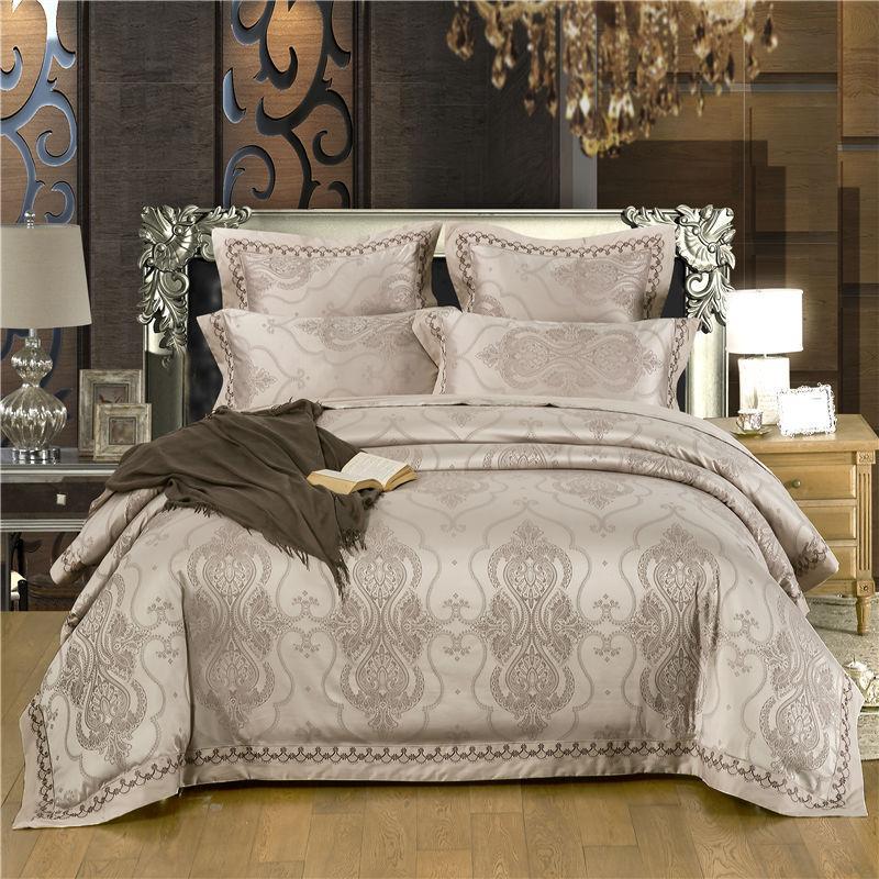 

J/6Pcs Luxury Silk Cotton Jacquard Europe Classical Bedding set smooth Duvet Cover Bed Sheet Pillowcases Queen King Size, Xf1