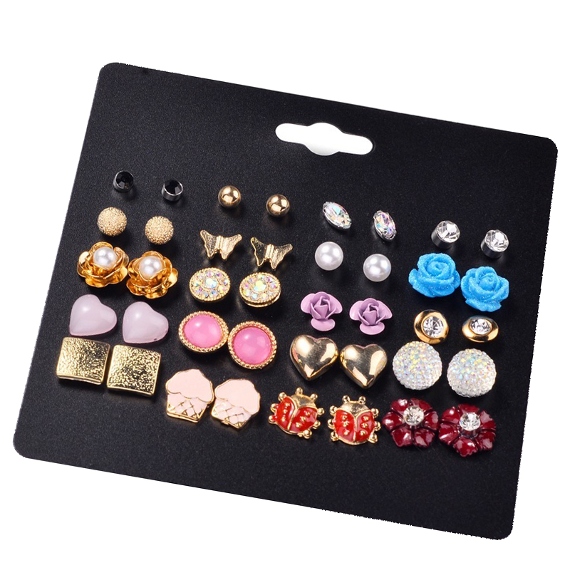 

Stud Punk Vintage Women's Flower Resin Earrings Set 20 Pairs/lot Geometry Heart Earring For Lady 2021 Wedding Jewelry In Bulk
