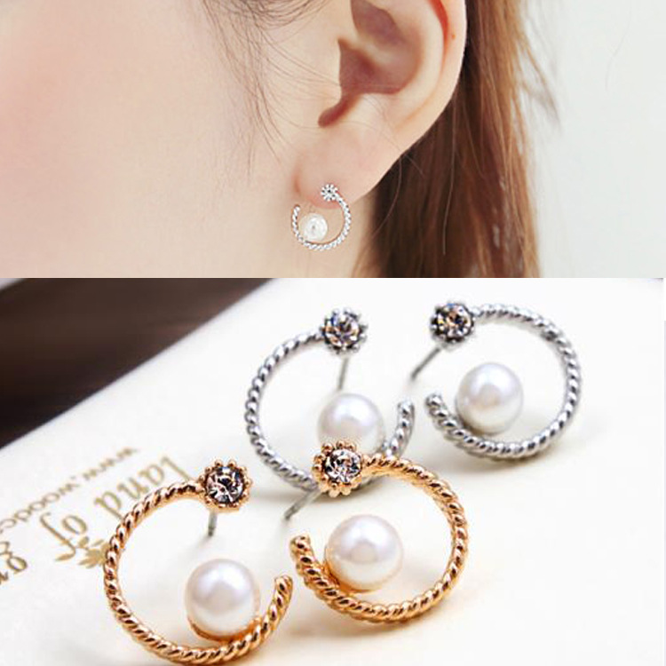 

Aros Hot Sale Zinc Alloy Trendy Women Earing 2020 Japanese And Korean Fashion New Half Earrings Zircon Ladies Banquet Wholesale