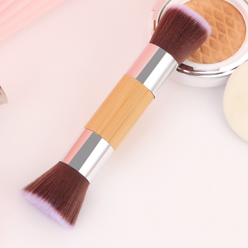 

Professional Face Makeup Tool Natural Wood Handle Double-head Foundation Brushes Powder Blush Brushes Wholesale