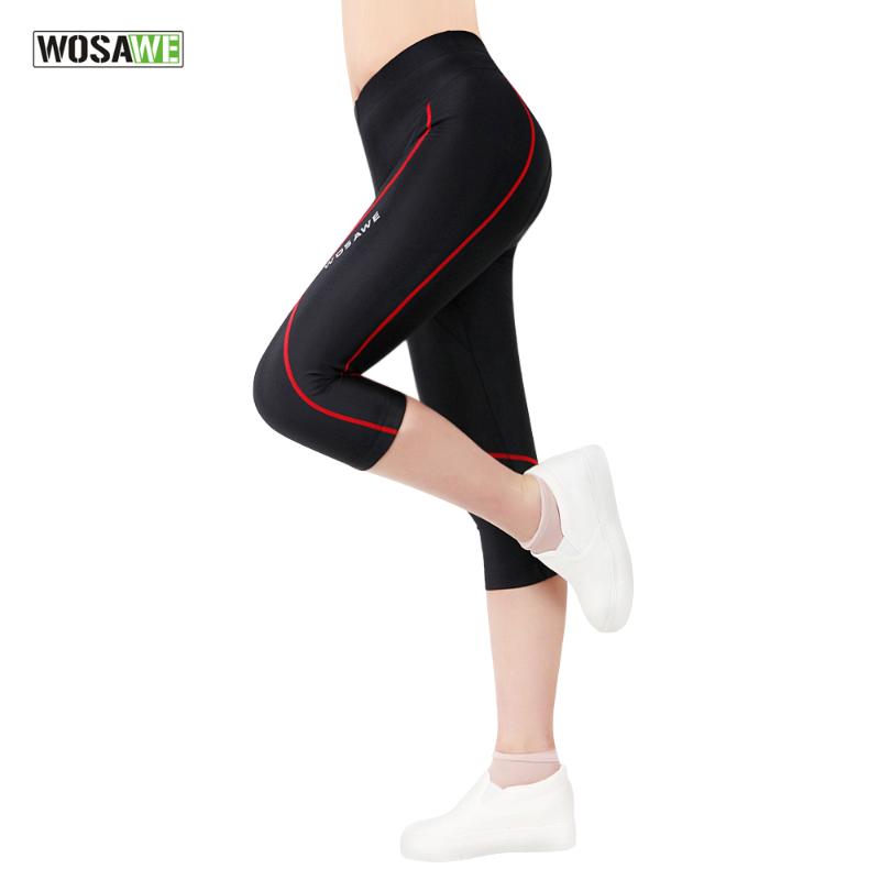 

WOSAWE Cycling Pants Woman Breathable 3D Padded Bike Shorts Bicycle Tights 3/4 Pants Sports Cycling Trousers, Red