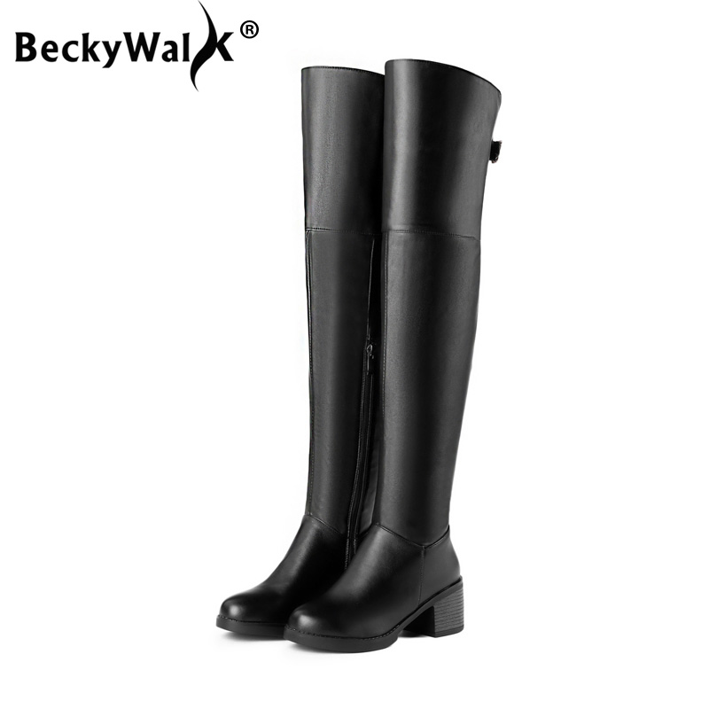 

Autumn Winter Women Boots 2020 Thick Heels Thigh High Boots Over the Knee Women Shoes High Heels botas de mujer WSH3678, Brown