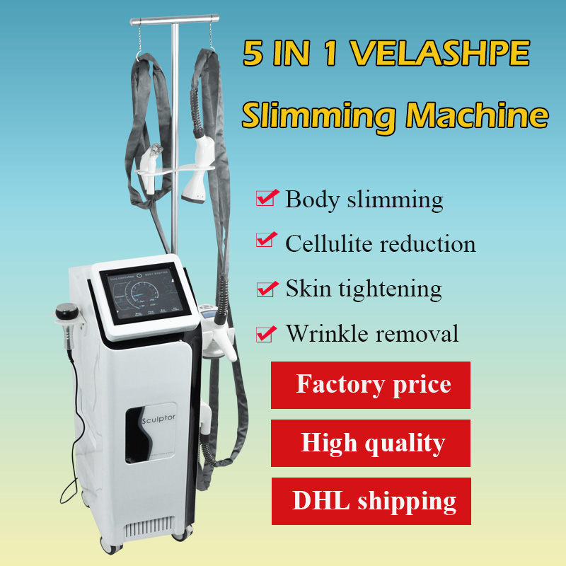 

Top Quality 5 Handpieces Velashape Non Invasive Body Shaping Cellulite Removal cavitation rf Skin Rejuvenation Slimming Machine