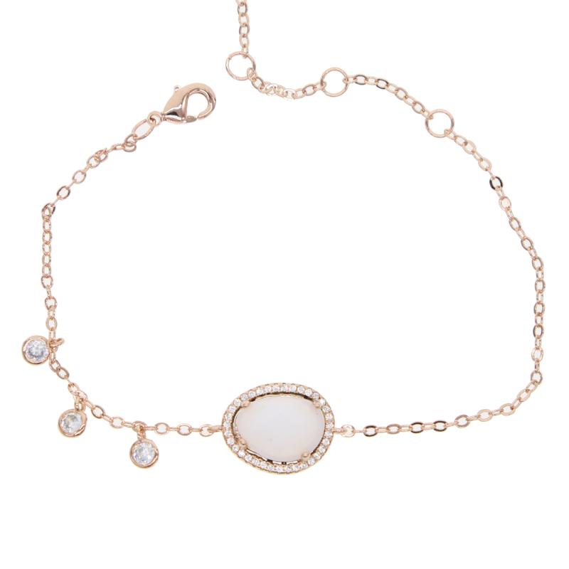 

2020 Fashion new brand design Luxury golden Plated Women big Cz Charm Crysta oval Opal Stone Bead Bracelet for Girl Lady Jewelry