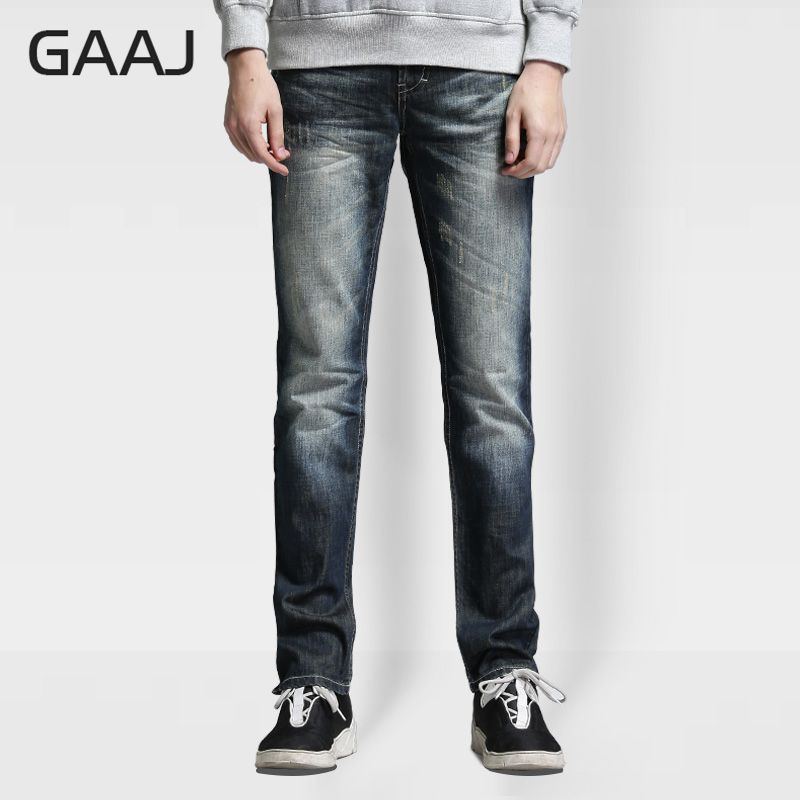 

PROFESSIONAL JEANS STORE Men Jeans Homme Solid Top Quality 100% Cotton Straight Blue Grey For Man For Male