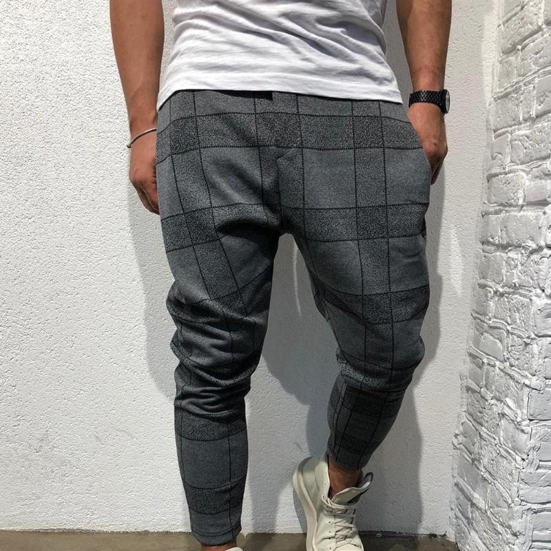 

Fashion Men 3D Plaid Print Pocket Trousers Pencil Pants Casual Sports Gym Wear Sportswear Pants Male, Black