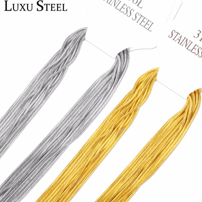 

LUXUSTEEL 10pcs/lots 316L Stainless Steel Chain Necklace Gold /Steel Color Necklaces For Pendants With Lobster Clasps Jewelry