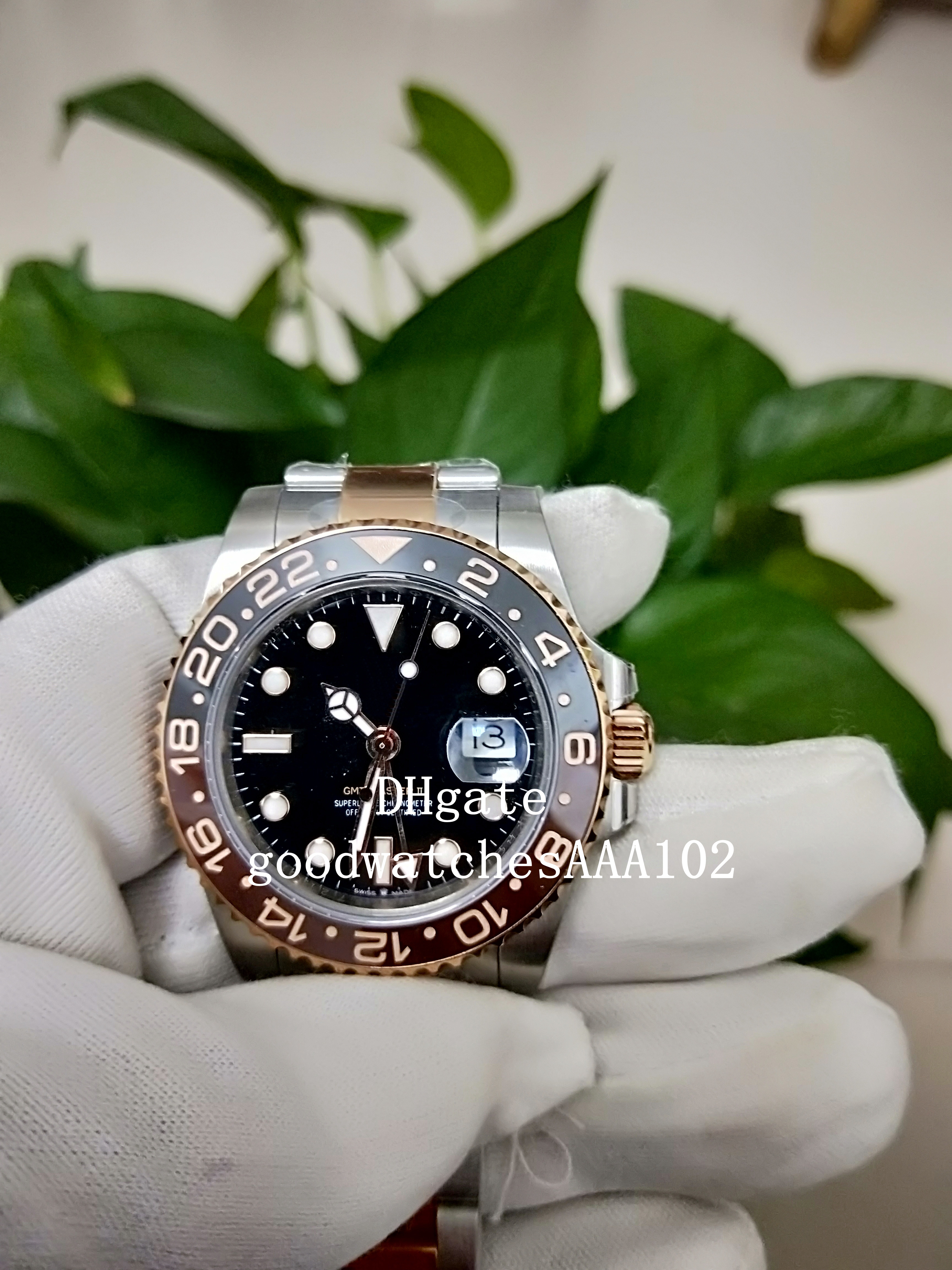 

BP 2813 Movement 126711 18K Rose Gold With brown and black Cerachrom ceramic 24-hour scale bezel 40MM Black Dial Automatic Mens Watch Watc