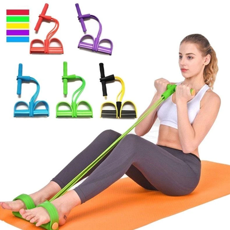 

Fitness Gum 2 Tube Resistance Band Yoga Elastic Band Foot Pedal Exerciser Sit-up Pull Rope Pilates Workout Yoga Equipment