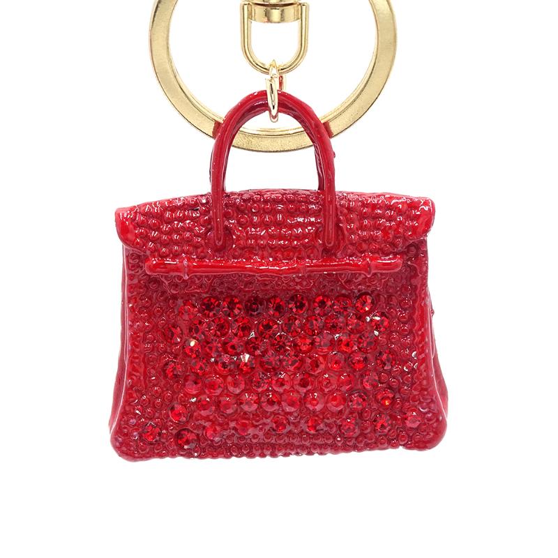 

Creative cute portable bag car keychain ladies bag accessories metal inlaid rhinestone paint colorful pendant key chain