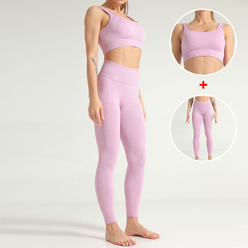 

2 Piece Women Seamless Yoga Sets Sport Gym Clothing Running Leggings & Bra Top Set Yoga High Waist Fitness Wear Suits Suit, Blue